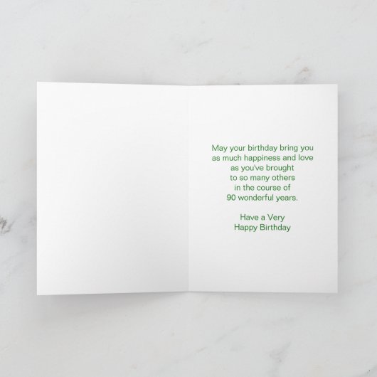 Red Rose op maat 90th Birthday Kaart (Binnen)