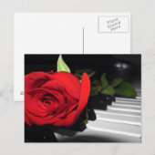 Red Rose op Piano Briefkaart (Voorkant / Achterkant)