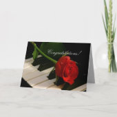 Red Rose op Piano Keys-Bravissimo! Kaart (Voorkant)