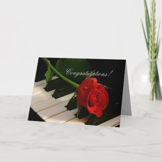Red Rose op Piano Keys-Bravissimo! Kaart (Voorkant)