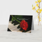 Red Rose op Piano Keys-Bravissimo! Kaart (Gele Bloem)