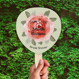 Red Rose op Polka Dots Derby Vrijgezellenfeest Handwaaier