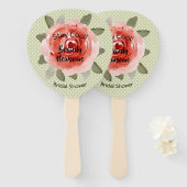 Red Rose op Polka Dots Derby Vrijgezellenfeest Handwaaier (Voorkant en achterkant)