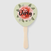 Red Rose op Polka Dots Praat Derby tegen mij Handwaaier (Achterkant)