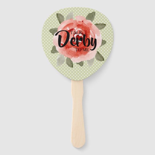 Red Rose op Polka Dots Praat Derby tegen mij Handwaaier (Achterkant)