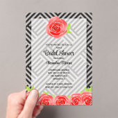 Red Rose op Stripes Vrijgezellenfeest Acryl Uitnodigingen (Insitu (Draagbaar))