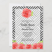 Red Rose op Stripes Vrijgezellenfeest Kaart (Voorkant)