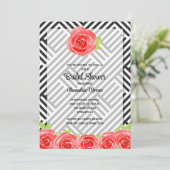 Red Rose op Stripes Vrijgezellenfeest Kaart (Staand voorkant)