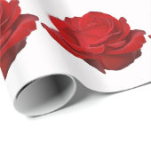 Red Rose op White Cadeaupapier (Rol Hoek)