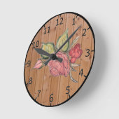 Red Rose op Wooden Achtergrond Ronde Klok (Hoek)