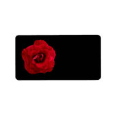Red Rose op Zwart - Bloemen Rozen Gepersonaliseerd Etiket (Voorkant)