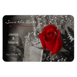 Red Rose op zwart en wit Save the Date Magneet