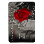 Red Rose op zwart en wit Save the Date Magneet (Verticaal)