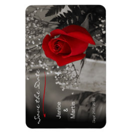 Red Rose op zwart en wit Save the Date Magneet