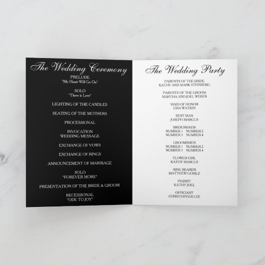 Red Rose op Zwart & Wit Stripes Trouwprogramma Programma (Binnen)