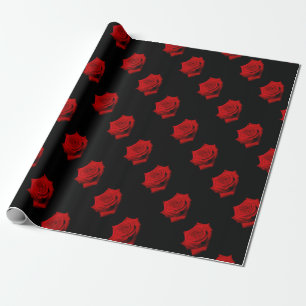 Red Rose op zwarte achtergrond Cadeaupapier