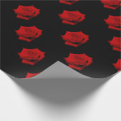Red Rose op zwarte achtergrond Cadeaupapier (Hoek)