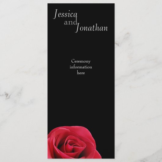 Red Rose op zwarte programmakaart (Voorkant)