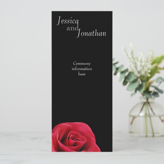 Red Rose op zwarte programmakaart (Staand voorkant)