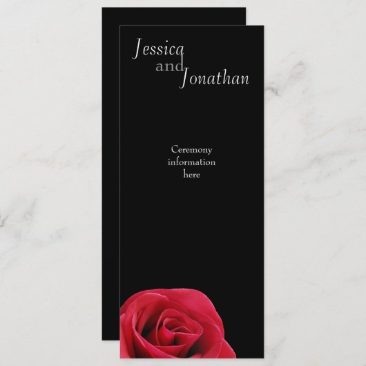 Red Rose op zwarte programmakaart (Voorkant / Achterkant)
