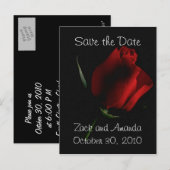 Red Rose op zwarte uitnodiging (Voorkant / Achterkant)