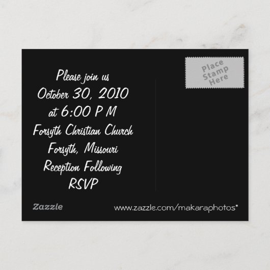 Red Rose op zwarte uitnodiging (Achterkant)