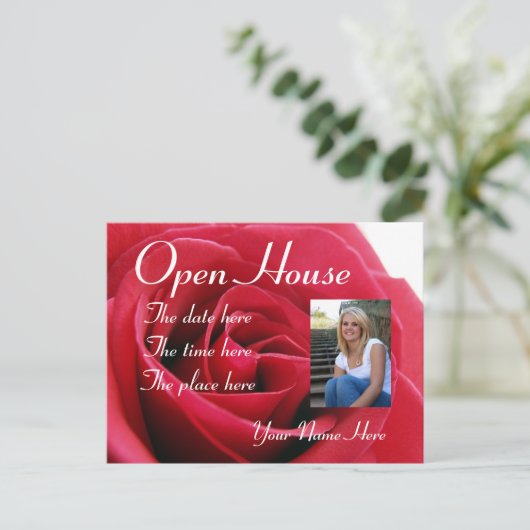 Red Rose, open huis briefkaart (Staand voorkant)