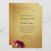 Red Rose over gouden bruiloft Kaart (Voorkant / Achterkant)