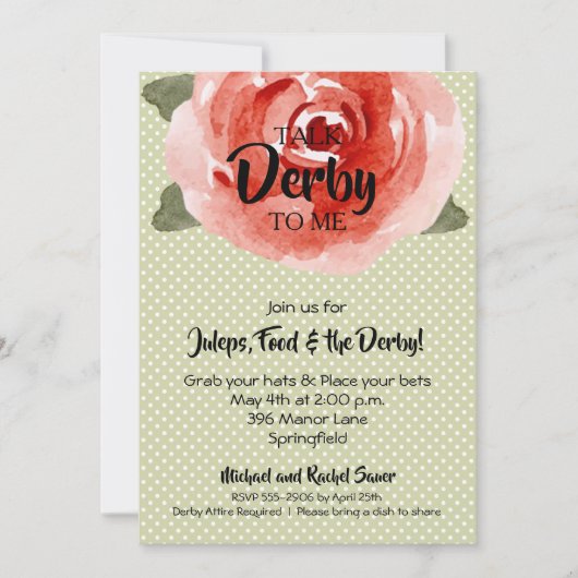 Red Rose over Limoen Derby Party Uitnodigingen (Voorkant)