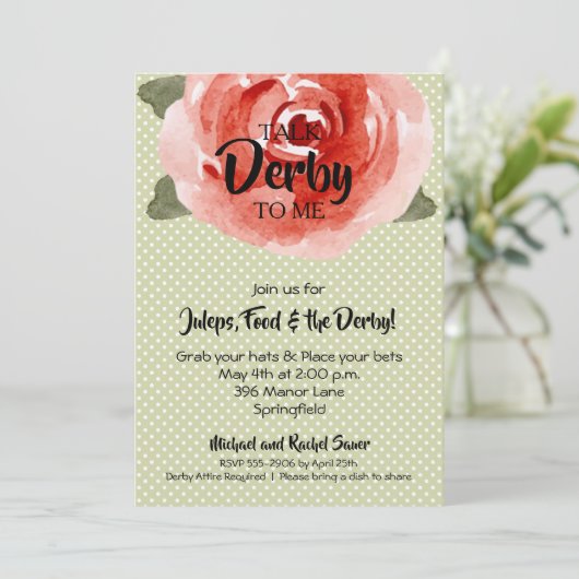 Red Rose over Limoen Derby Party Uitnodigingen (Staand voorkant)