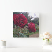 Red Rose Pair Vierkante Klok (Huis)