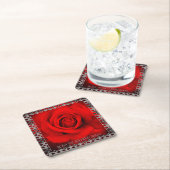 Red Rose  [Paper Coaster] Kartonnen Onderzetters (Insitu)