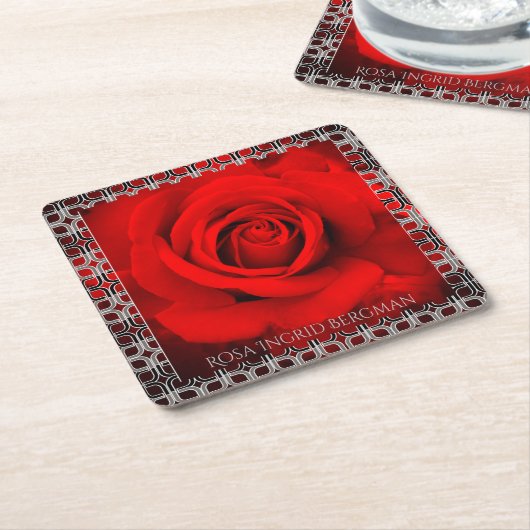 Red Rose  [Paper Coaster] Kartonnen Onderzetters (Schuin)
