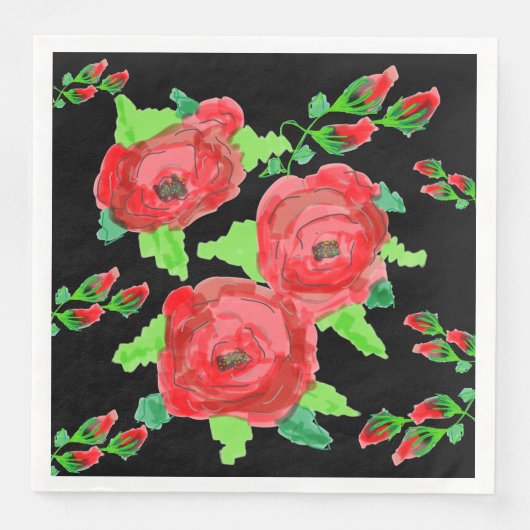 Red Rose Paper Napkins Servet (Voorkant)