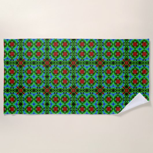 Red Rose Pattern Design for Beach Towel Strandlaken (Voorkant)
