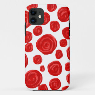 Red Rose Pattern op White. iPhone 11 Hoesje