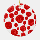 Red Rose Pattern op White. Keramisch Ornament (Achterkant)