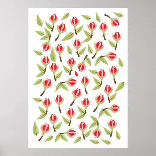 Red Rose Pattern Poster (Voorkant)