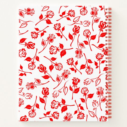 Red Rose Pattern Spiral Notitieboek (Achterkant)