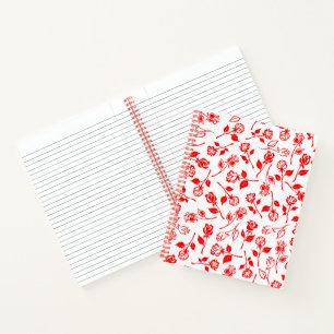 Red Rose Pattern Spiral Notitieboek