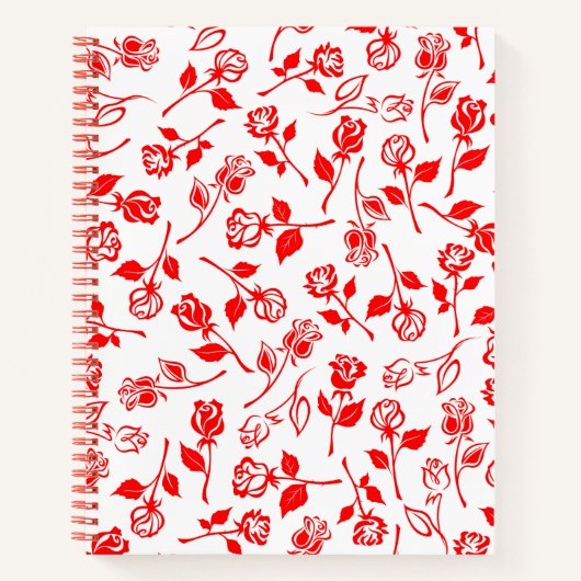 Red Rose Pattern Spiral Notitieboek (Voorkant)