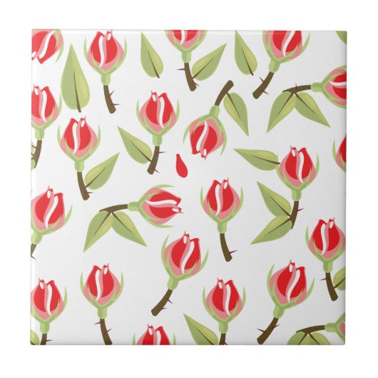 Red Rose Pattern Tegeltje (Voorkant)