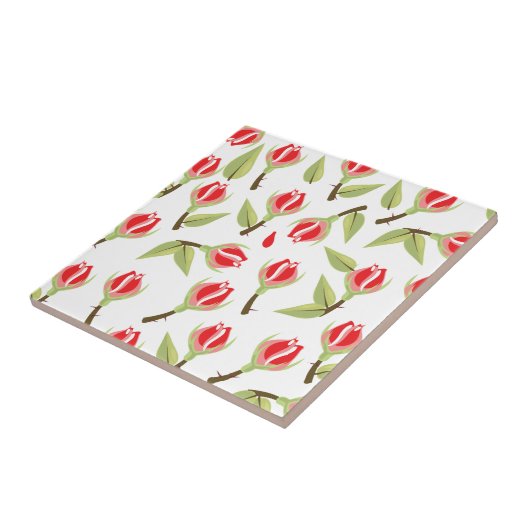 Red Rose Pattern Tegeltje (Zijkant)