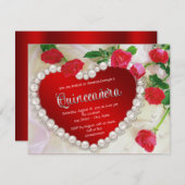 Red Rose Pearl Quinceañera Kaart (Voorkant / Achterkant)