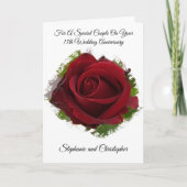 Red Rose Personalized 14th Wedding Jubileum Kaart (Voorkant)