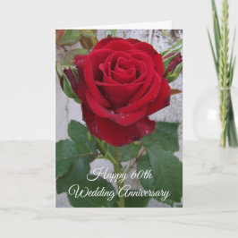 Red Rose Personalized 60th Wedding Jubileum Kaart