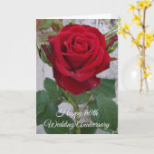 Red Rose Personalized 60th Wedding Jubileum Kaart (Gele Bloem)