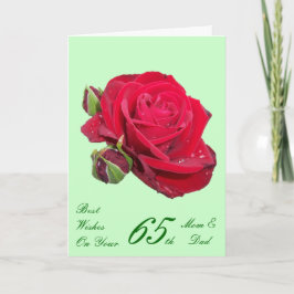 Red Rose Personalized 65th Wedding Jubileum Kaart