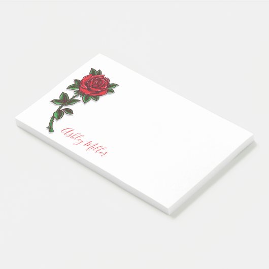 Red Rose Personalized Post-it Notes (Schuin)
