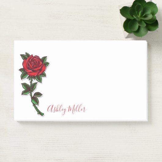 Red Rose Personalized Post-it Notes (Kantoor)